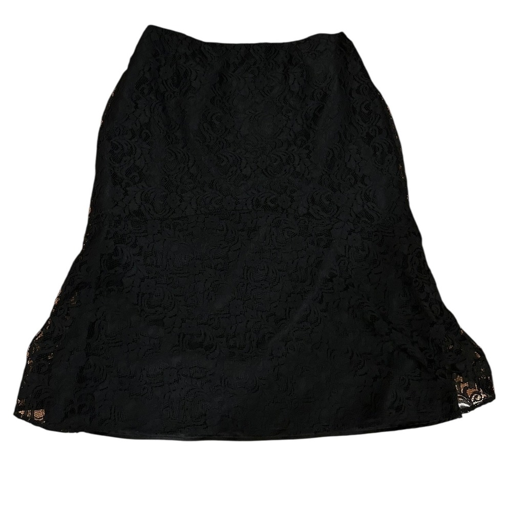 Jones New‎ York woman lace skirt overlay sz 16W black midi length